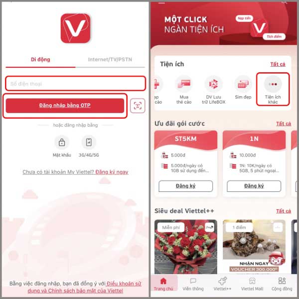 Tải ứng dụng My Viettel về điện thoại và đăng nhập