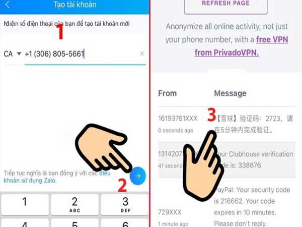 Cách tạo tài khoản zalo không cần số điện thoại qua mã vùng khác