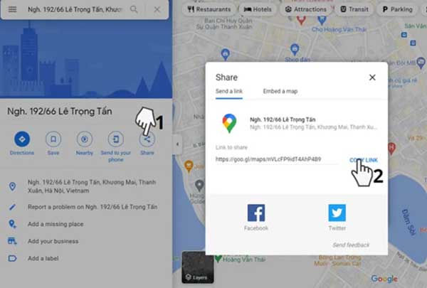 ghim vị trí qua Zalo trên máy tính thông qua Google Maps