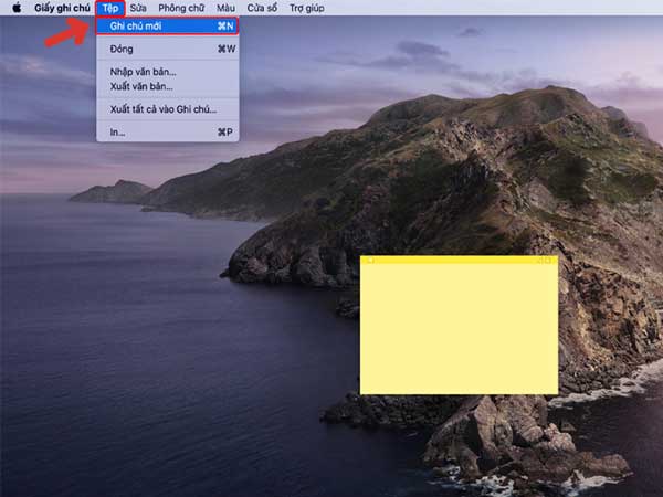 Mở Stickies bằng cách tìm kiếm trong Spotlight