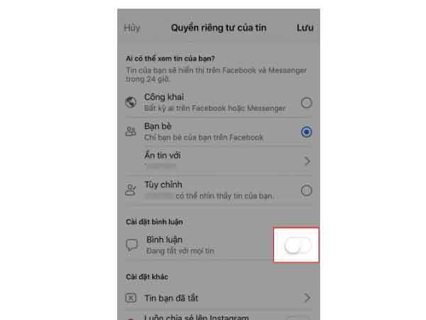 Cách bật bình luận (trả lời) trên Story Facebook bằng điện thoại