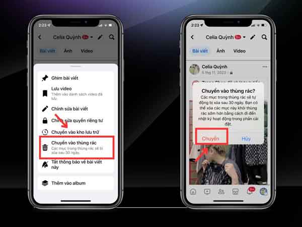 Cách xóa bài viết trên Facebook bằng điện thoại