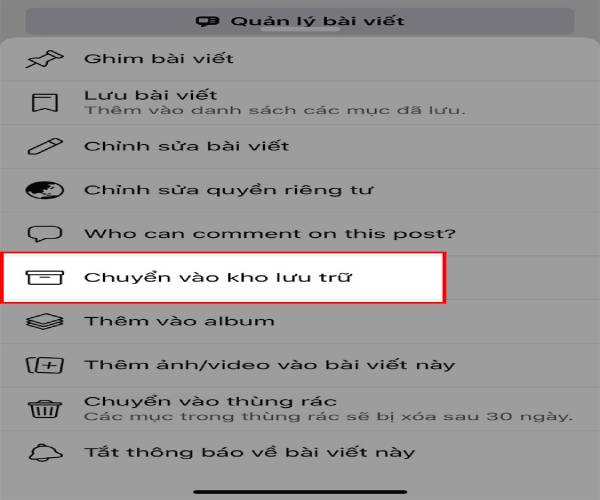 Nhấn biểu tượng ba chấm (⋯) góc trên bên phải ảnh > Chọn “Ẩn khỏi dòng thời gian”.