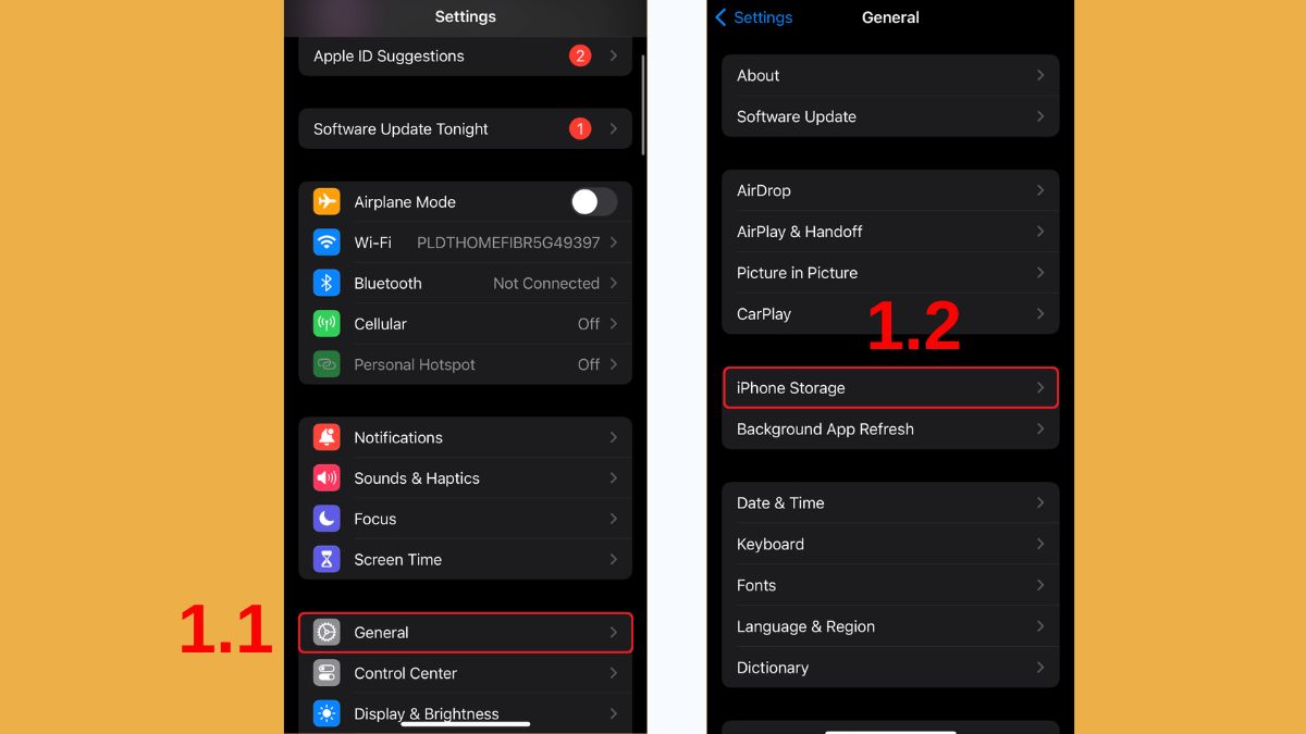 Vào cài đặt trên iPhone